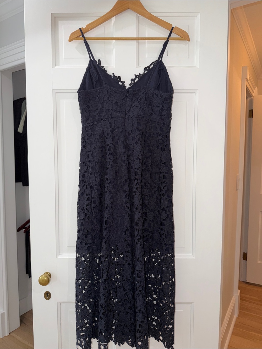 Astr Navy Crochet Lace Spaghetti-Strap Midi Dress - Picture 2 of 4